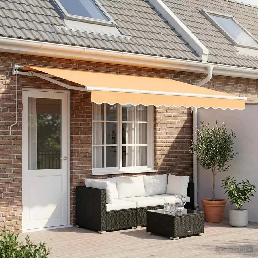 Auvent rétractable Sable 500 × 350 cm Polyester et Aluminium