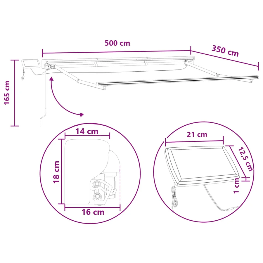 Cadre de store manuel avec LEDs Sable 5 × 3,5 m - 10