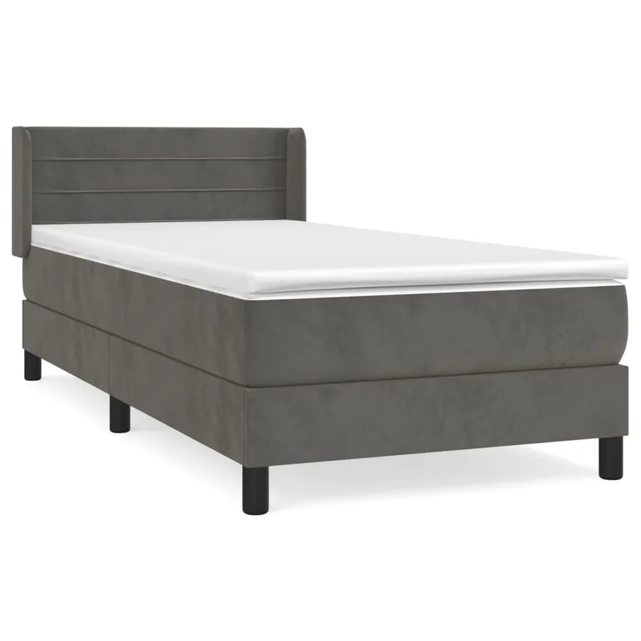 Sommier à lattes de lit et matelas Gris foncé 90x200 cm Velours - 2