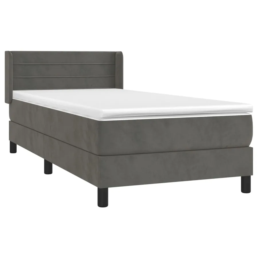 Sommier à lattes de lit et matelas Gris foncé 90x200 cm Velours - 3