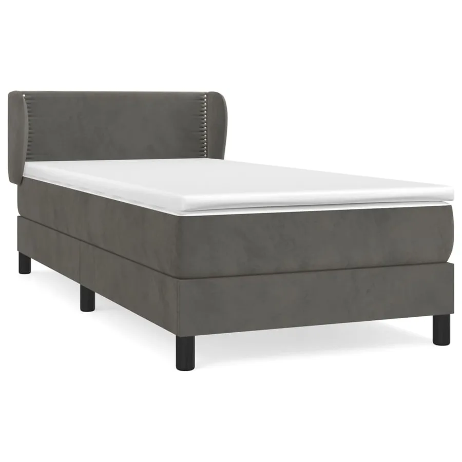Sommier à lattes de lit et matelas Gris foncé 90x200 cm Velours - 2