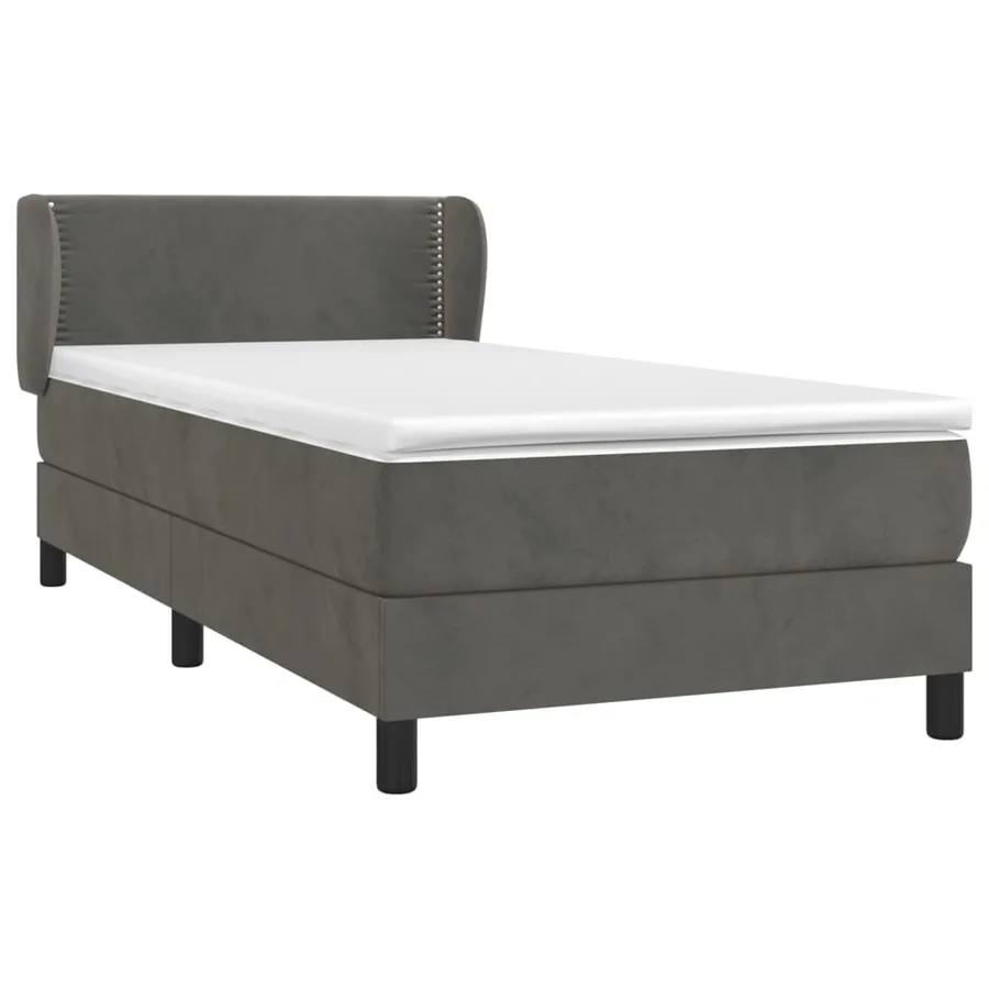 Sommier à lattes de lit et matelas Gris foncé 90x200 cm Velours - 3