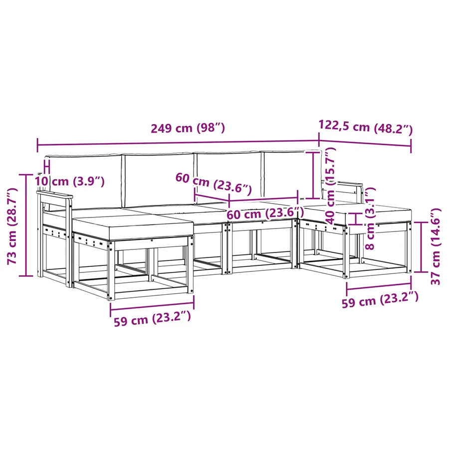 Ensemble de canapés d'extérieur 6 pcs Blanc et crème Polyester - 6