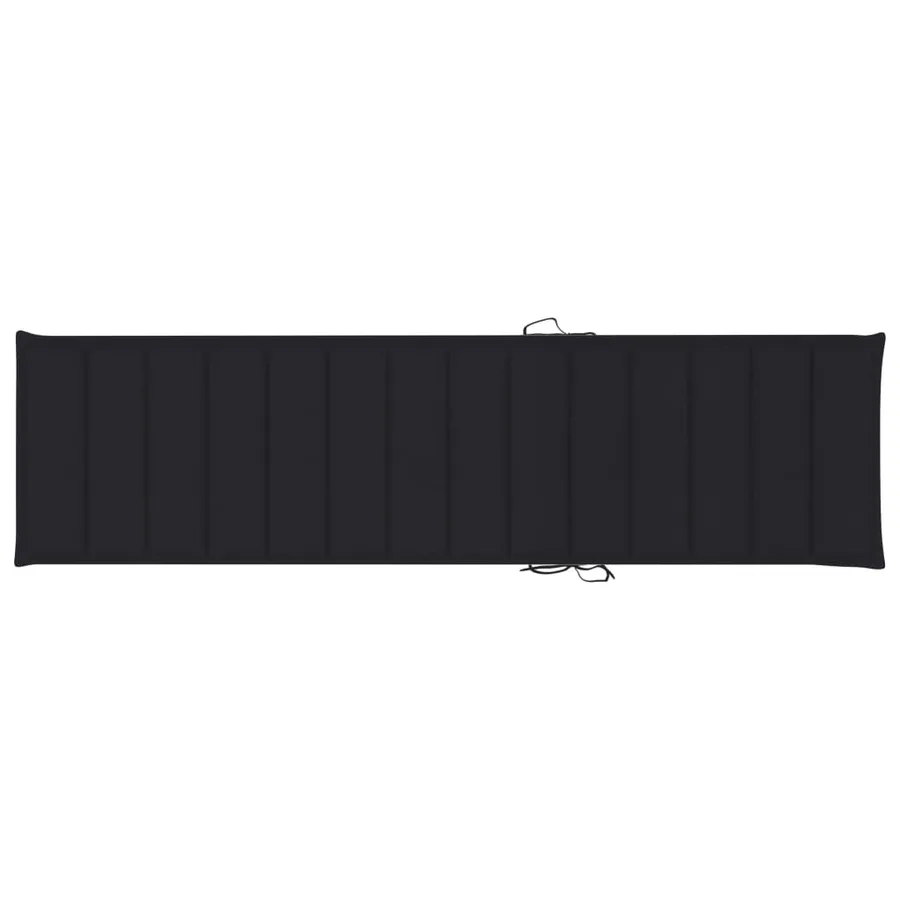 Chaise longue avec coussin noir Bois de teck solide - 12