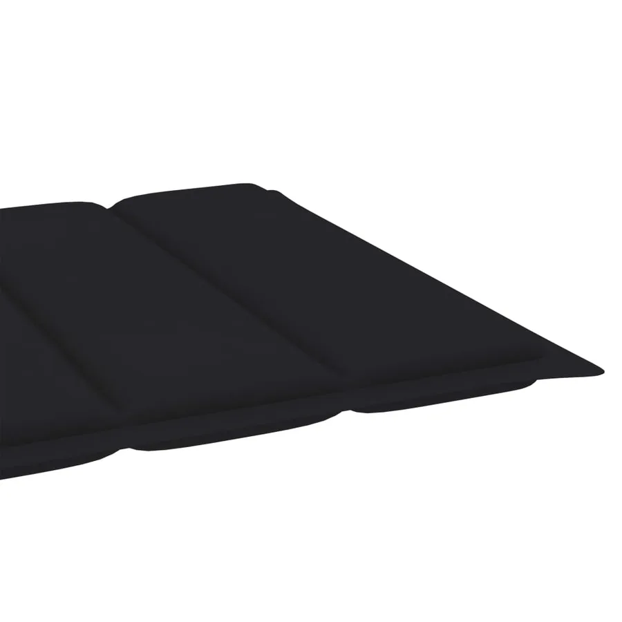 Chaise longue avec coussin noir Bois de teck solide - 14
