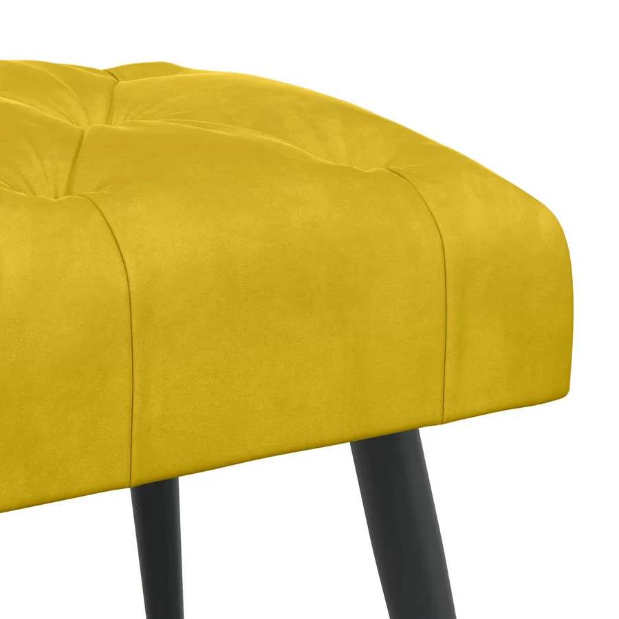 Banc avec capitonnage bouton Jaune 60 x 40 x 45 cm Velours - 6