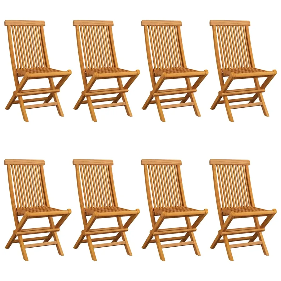 Chaises de jardin et coussins gris lot de 8 Bois de teck massif - 2