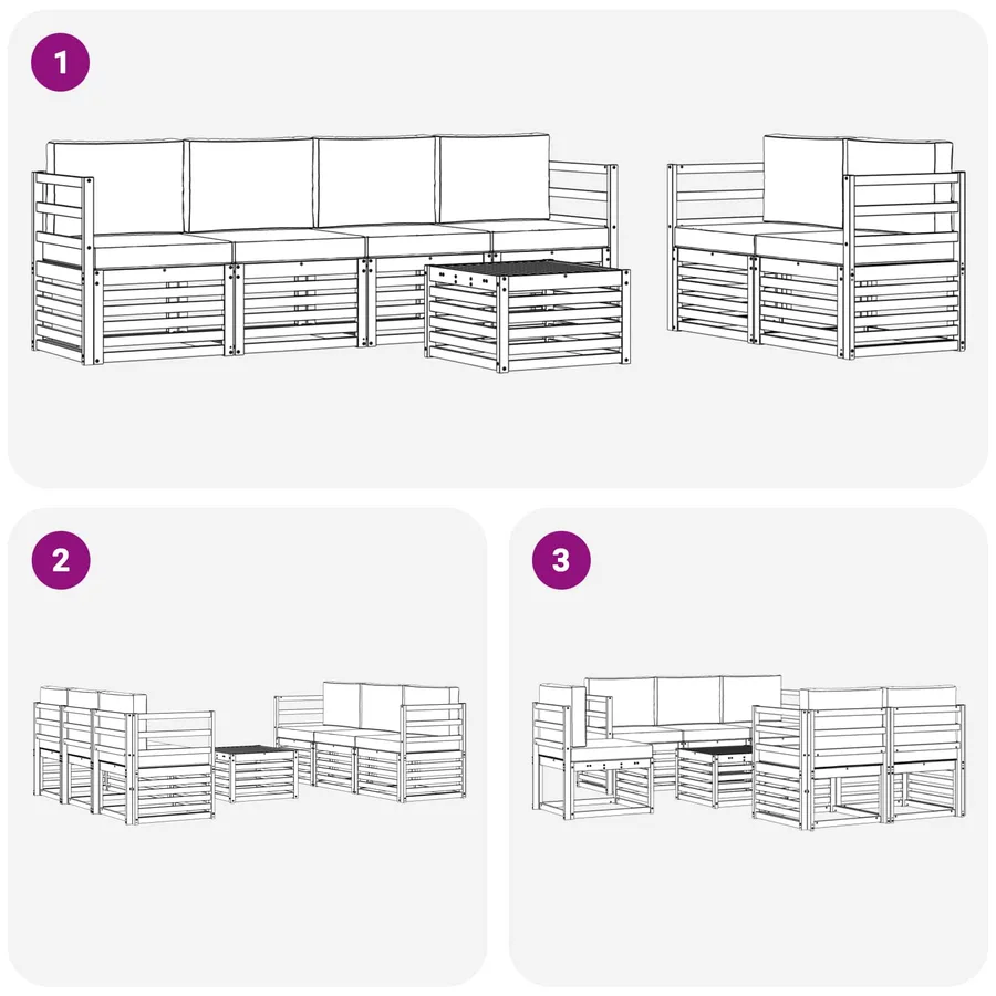 Ensemble de canapés d'extérieur 7 pcs Blanc et Beige Polyester - 6