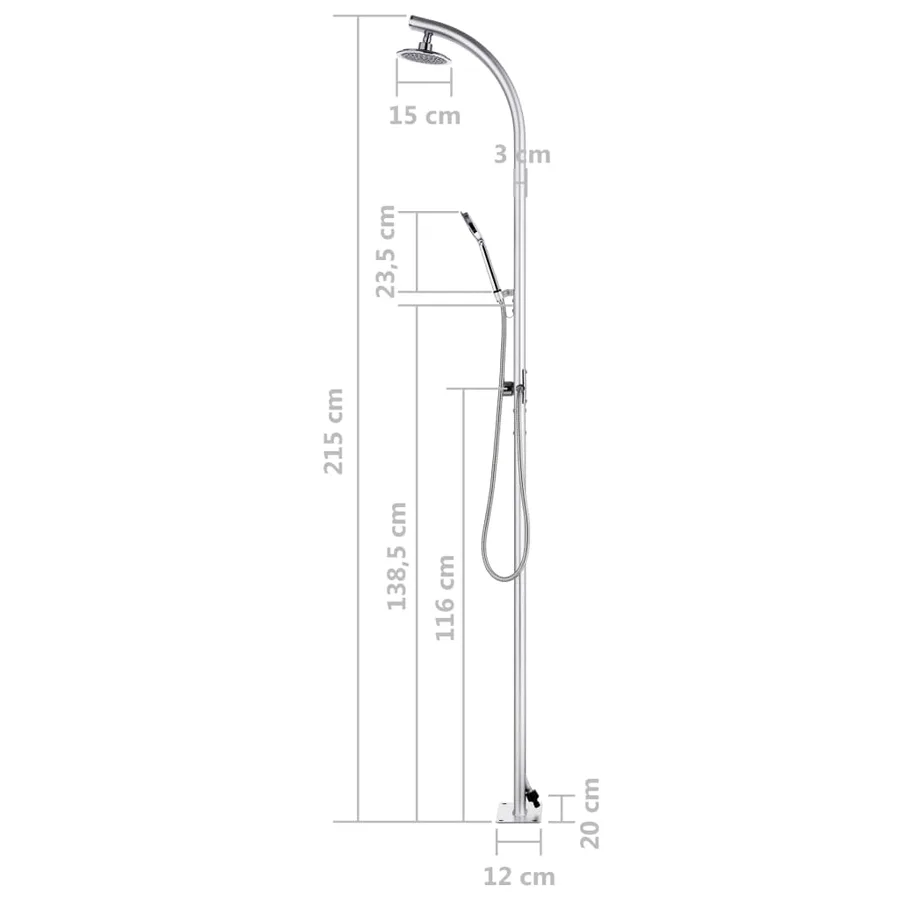 Douche de jardin avec base gris 220 cm Aluminium - 16