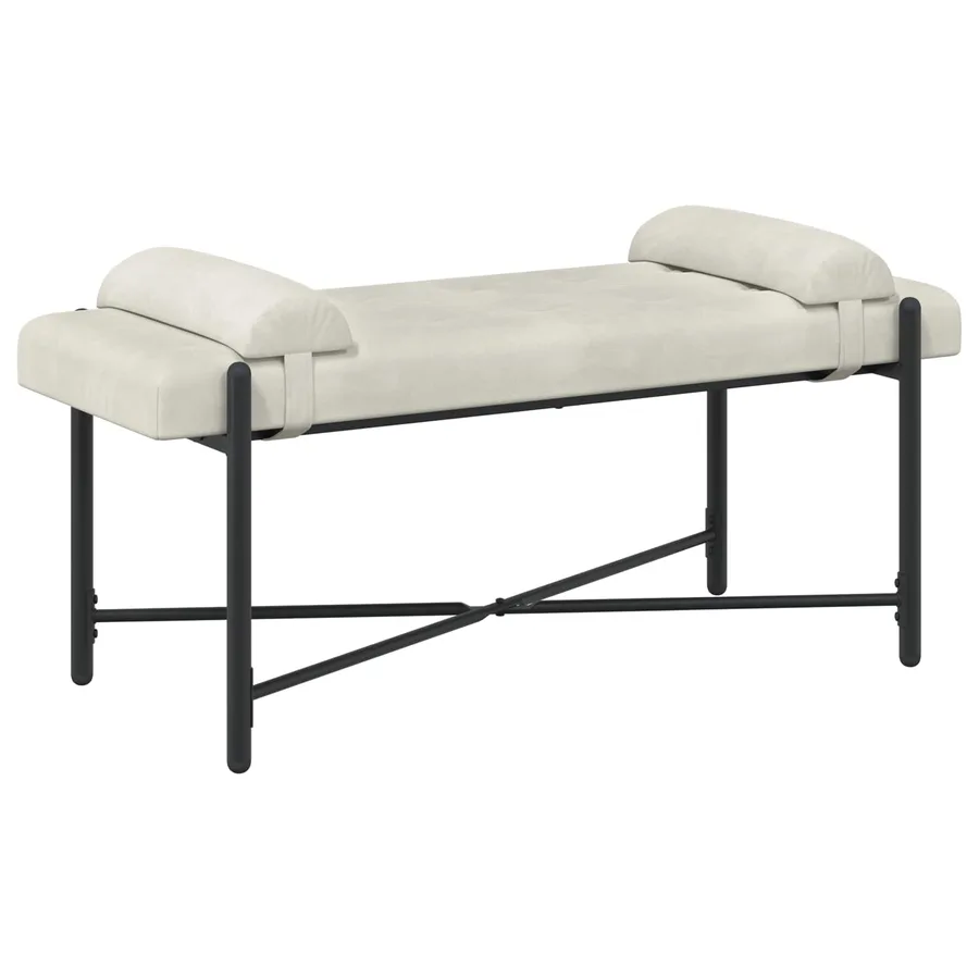 Banc capitonné à boutons avec coussins Crème 110 x 40 x 46 cm - 2