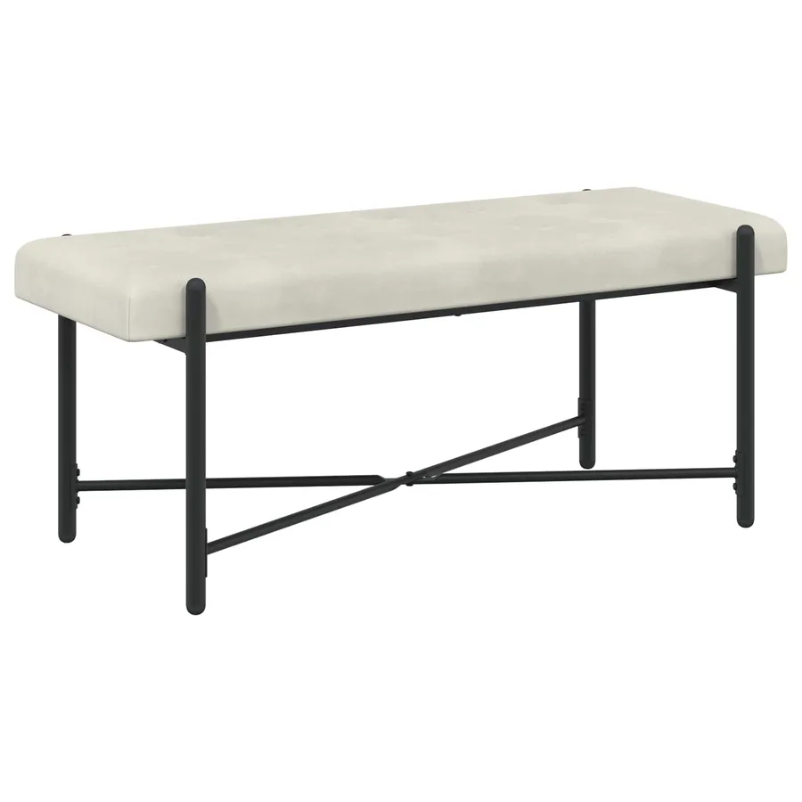 Banc capitonné à boutons avec coussins Crème 110 x 40 x 46 cm - 6
