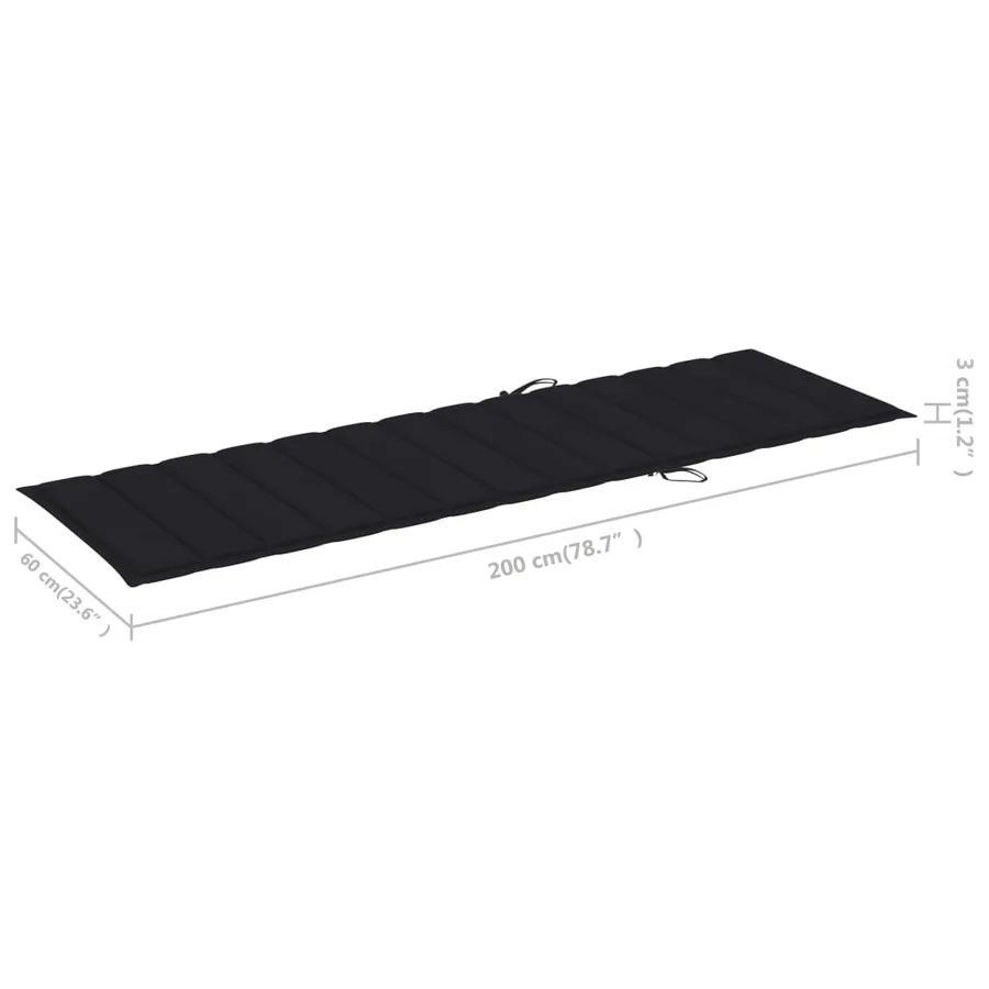 Chaise longue pliable avec coussin Bois d'acacia solide - 12