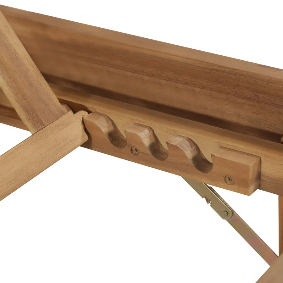 Chaise longue pliable avec coussin Bois d'acacia solide - 6
