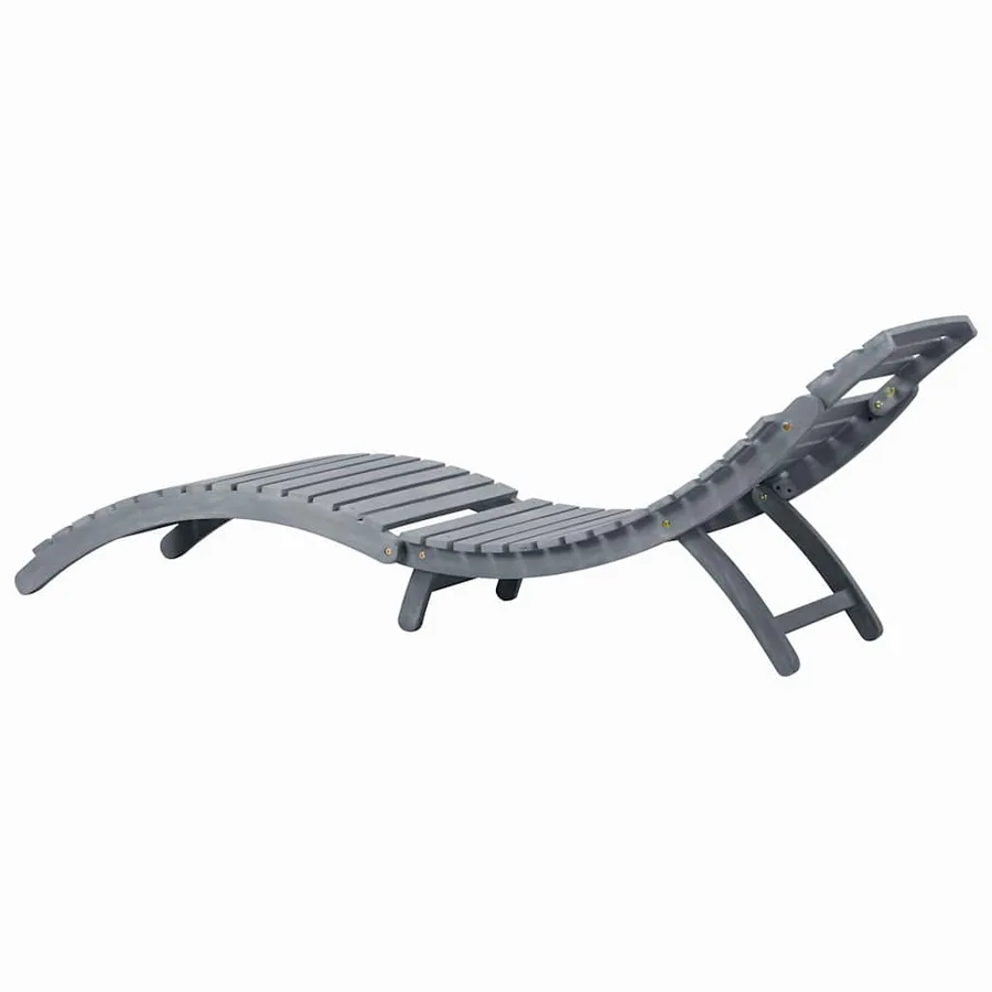 Chaise longue avec coussin Gris Bois d'acacia solide - 5