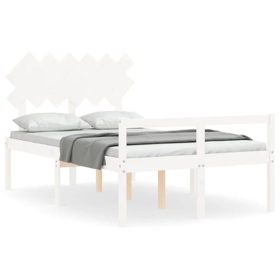 Lit pour personne âgée sans matelas blanc 120x200cm bois massif - 2