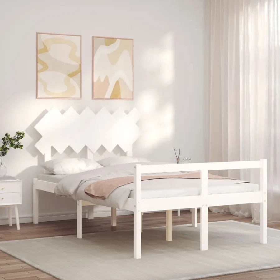Lit pour personne âgée sans matelas blanc 120x200cm bois massif - 3