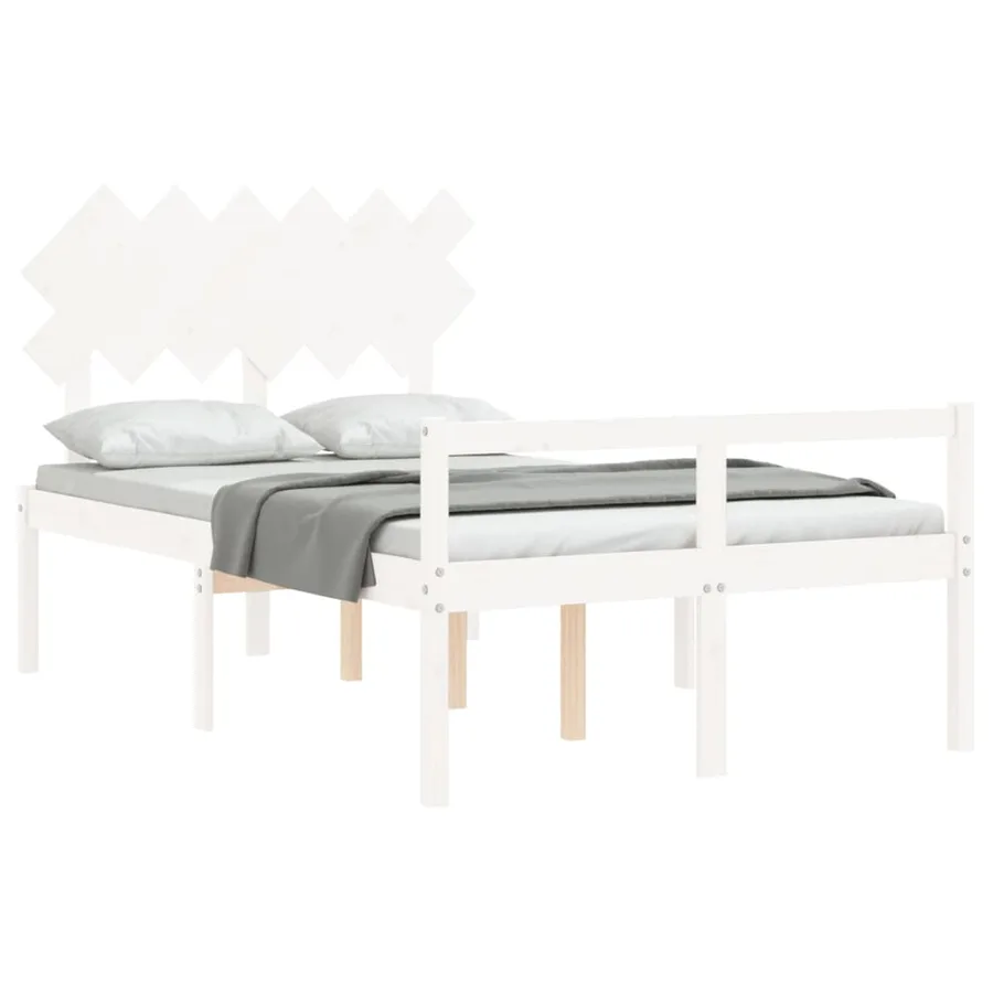 Lit pour personne âgée sans matelas blanc 120x200cm bois massif - 4