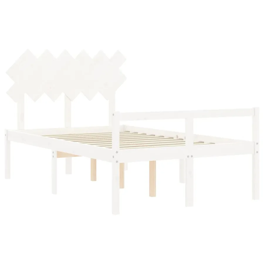 Lit pour personne âgée sans matelas blanc 120x200cm bois massif - 5