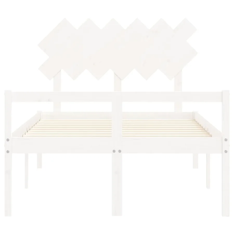 Lit pour personne âgée sans matelas blanc 120x200cm bois massif - 6