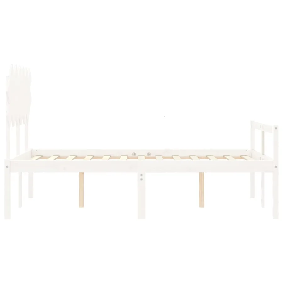 Lit pour personne âgée sans matelas blanc 120x200cm bois massif - 7