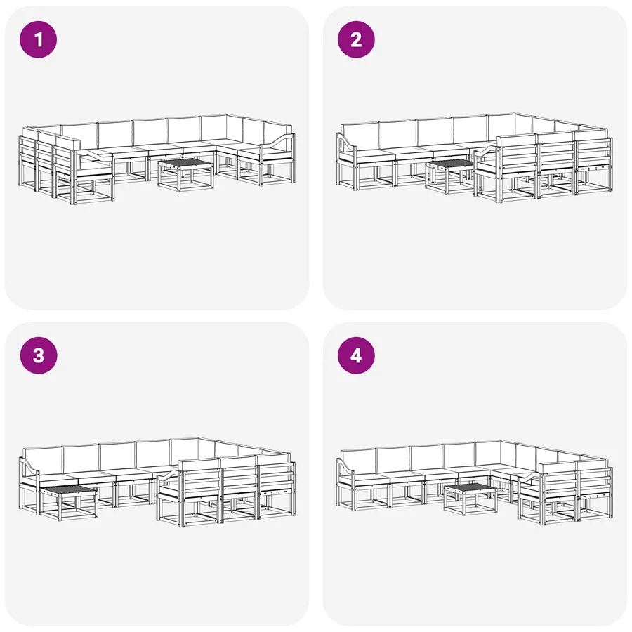 Ensemble de canapés d'extérieur 11 pcs Blanc et Beige - 7
