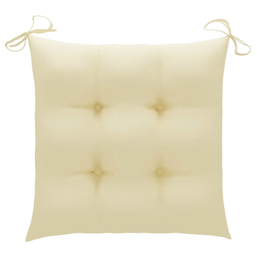 Chaises de jardin lot de 2 et coussins blanc crème Teck massif - 12