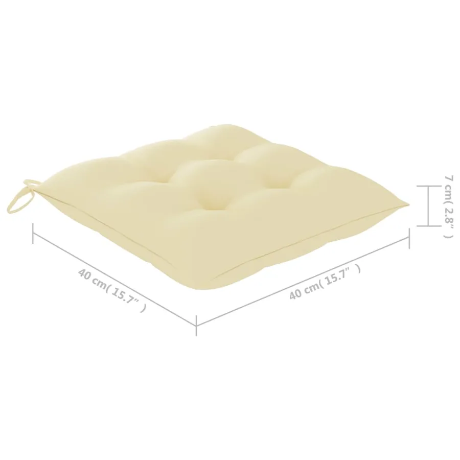 Chaises de jardin lot de 2 et coussins blanc crème Teck massif - 15