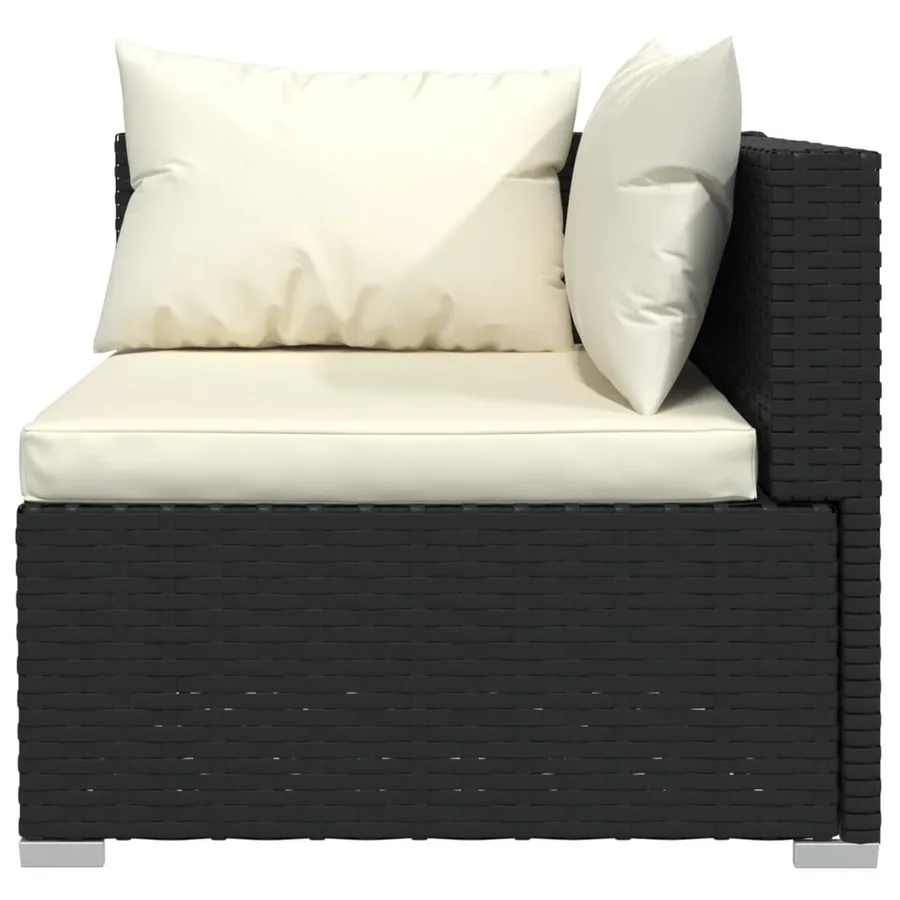 Salon de jardin 6 pcs avec coussins Résine tressée Noir - 4