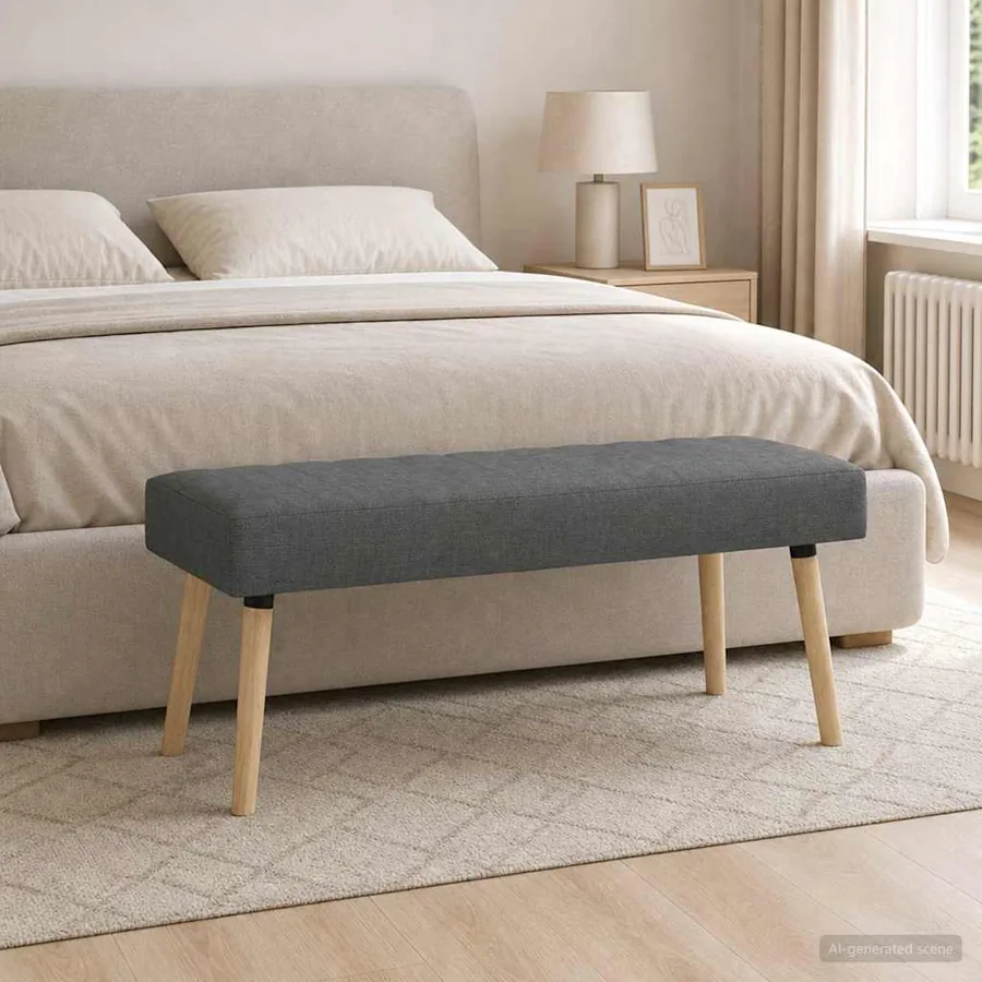 Banc capitonné canal Gris foncé 110 x 40 x 46 cm Tissu