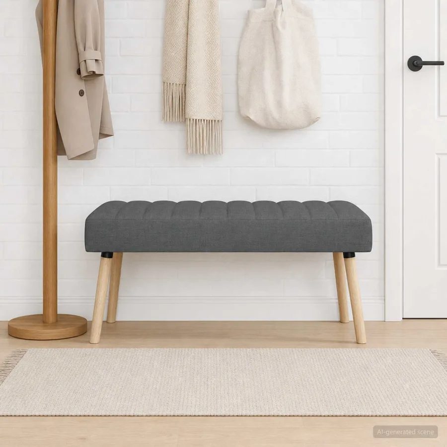 Banc capitonné canal Gris foncé 110 x 40 x 46 cm Tissu - 3
