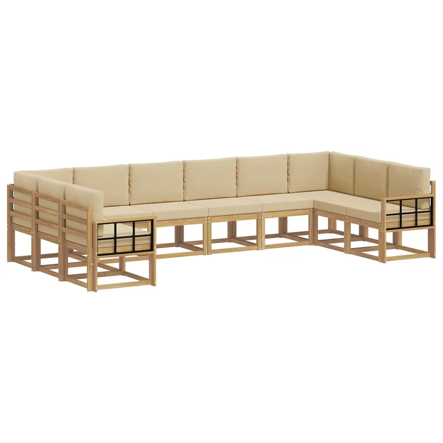 Ensemble de canapés d'extérieur 10 pcs Blanc et Beige - 2