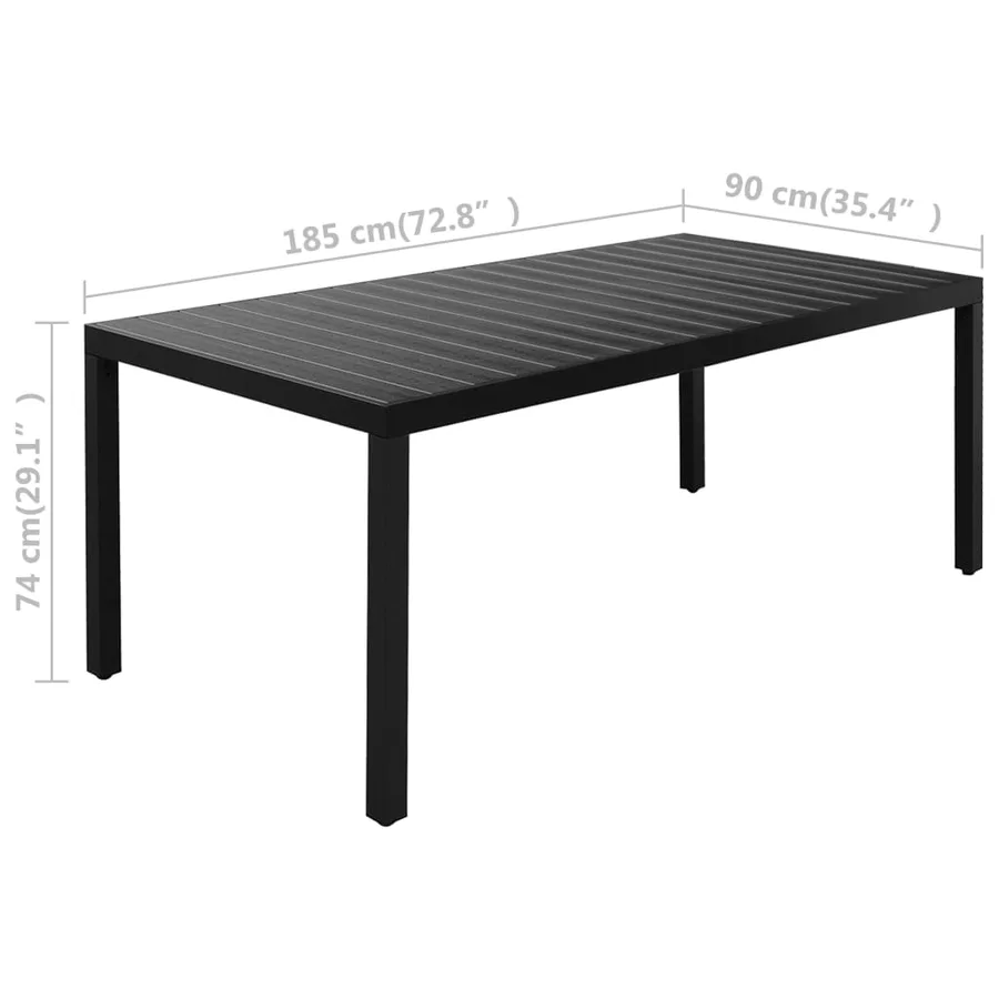 Ensemble à manger de jardin 7 pcs noir et marron - 11