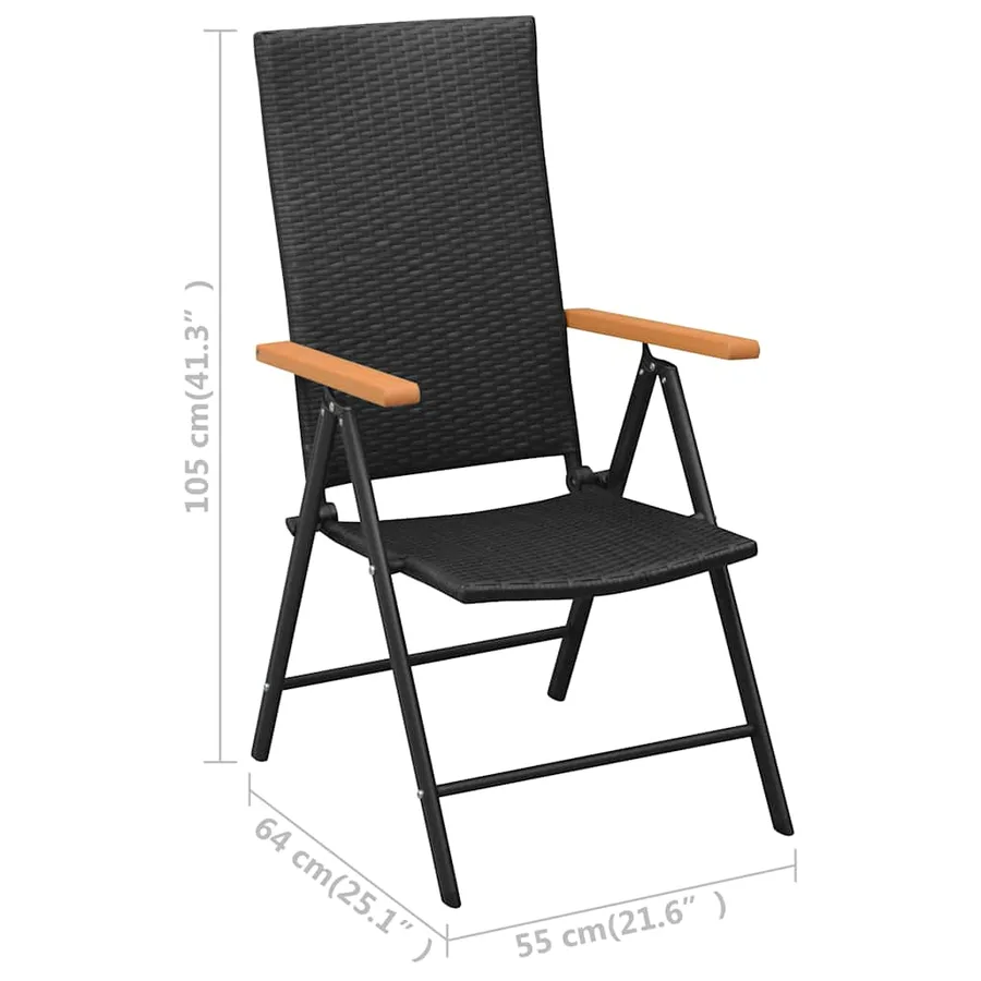 Ensemble à manger de jardin 7 pcs noir et marron - 12