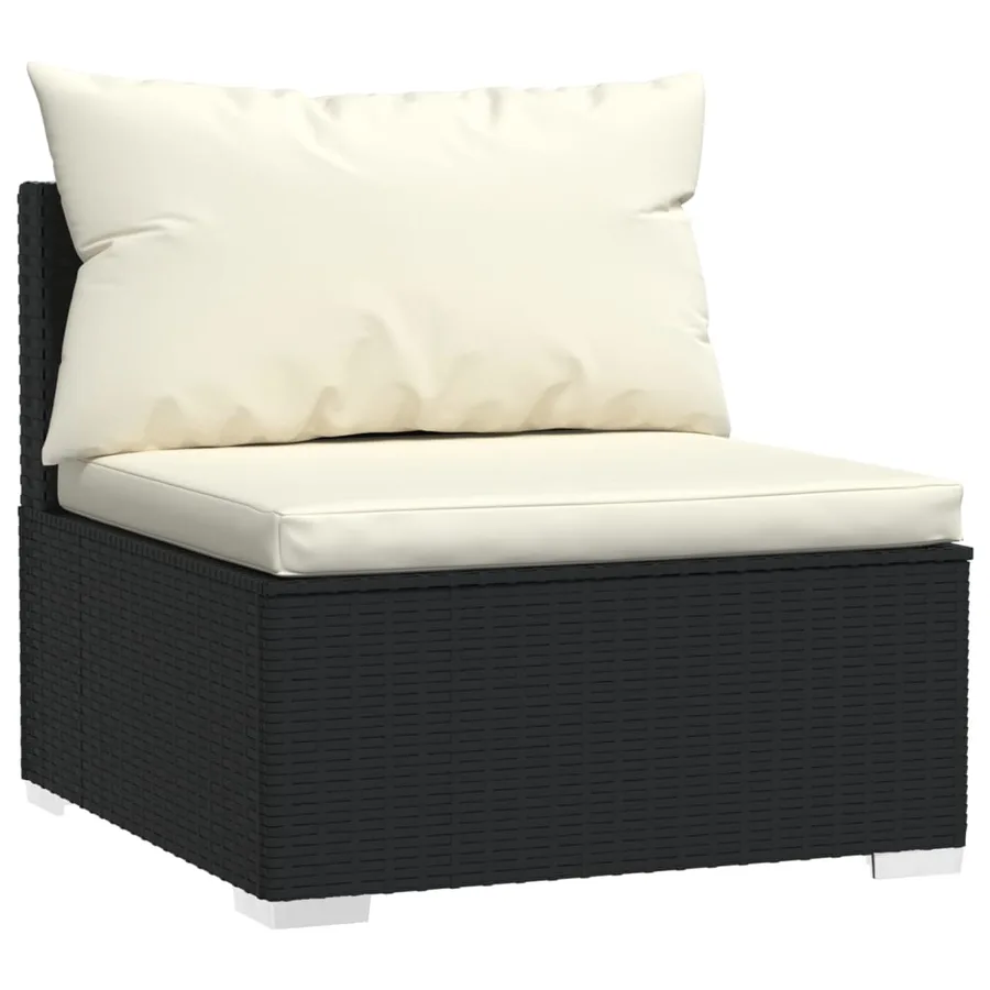 Salon de jardin 12 pcs avec coussins Noir Résine tressée - 5