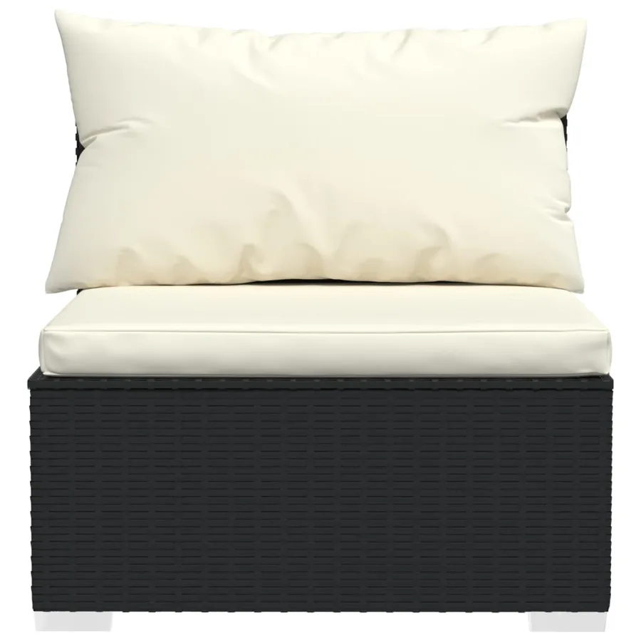 Salon de jardin 12 pcs avec coussins Noir Résine tressée - 6