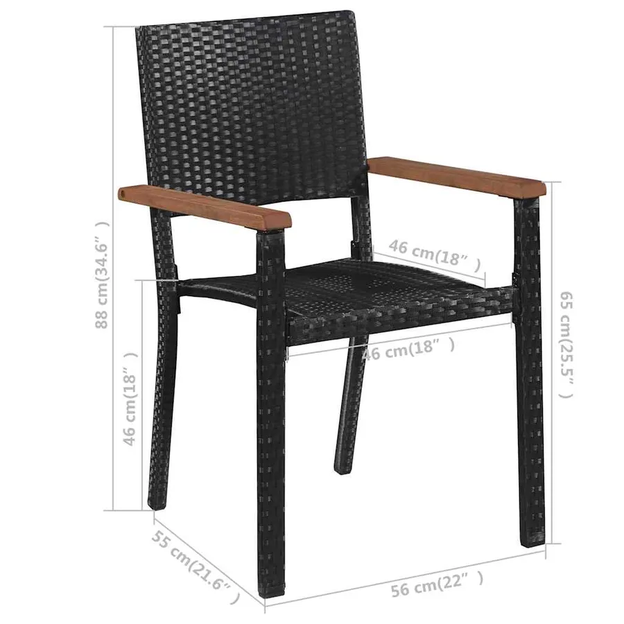 Ensemble à manger de jardin 7 pcs Noir - 9