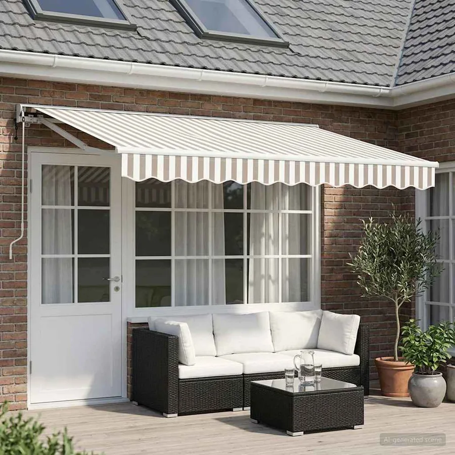 Auvent rétractable électrique Gris clair et blanc 5 × 3,5 m