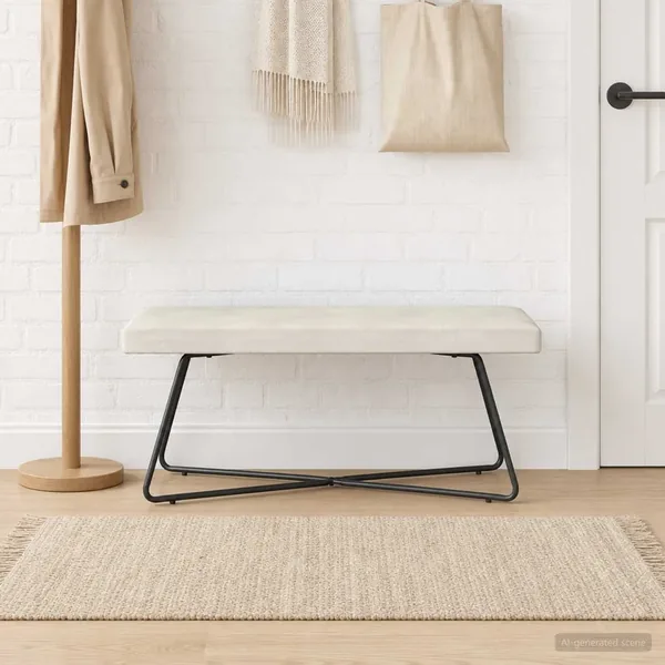 banc Crème 110 x 40 x 45 cm Velours