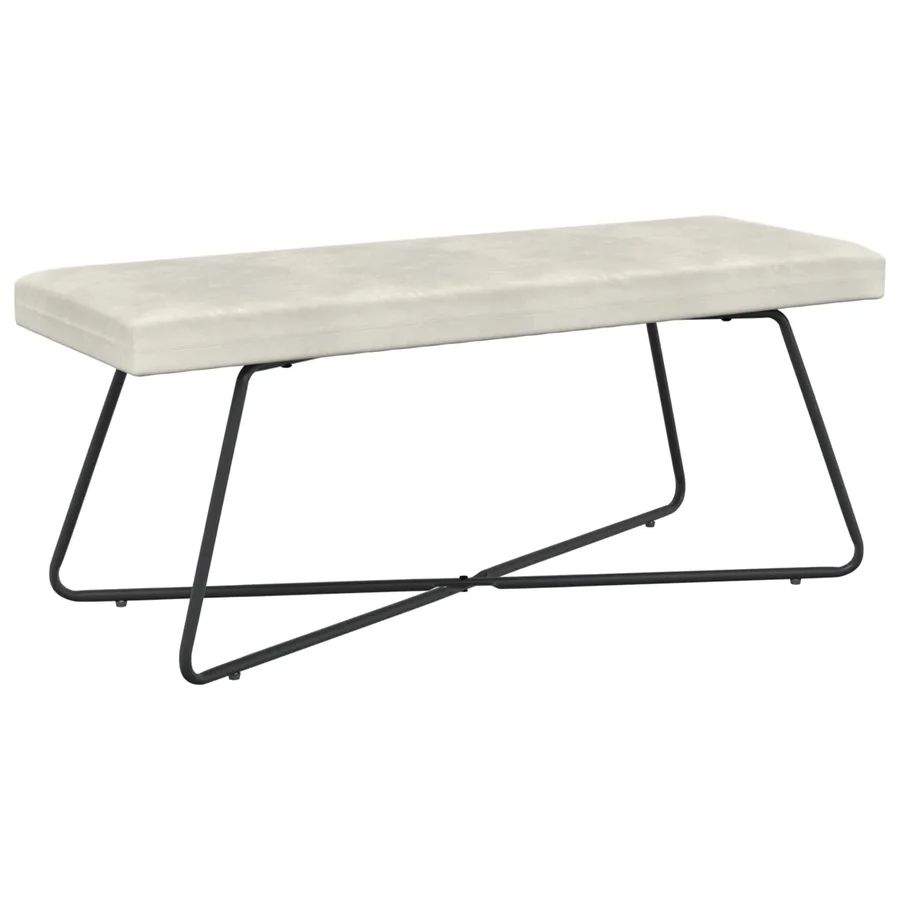 banc Crème 110 x 40 x 45 cm Velours - 2