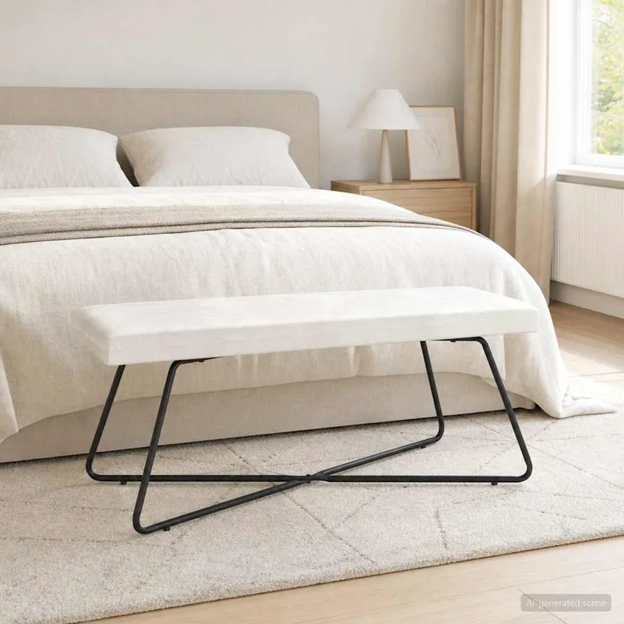 banc Crème 110 x 40 x 45 cm Velours - 4