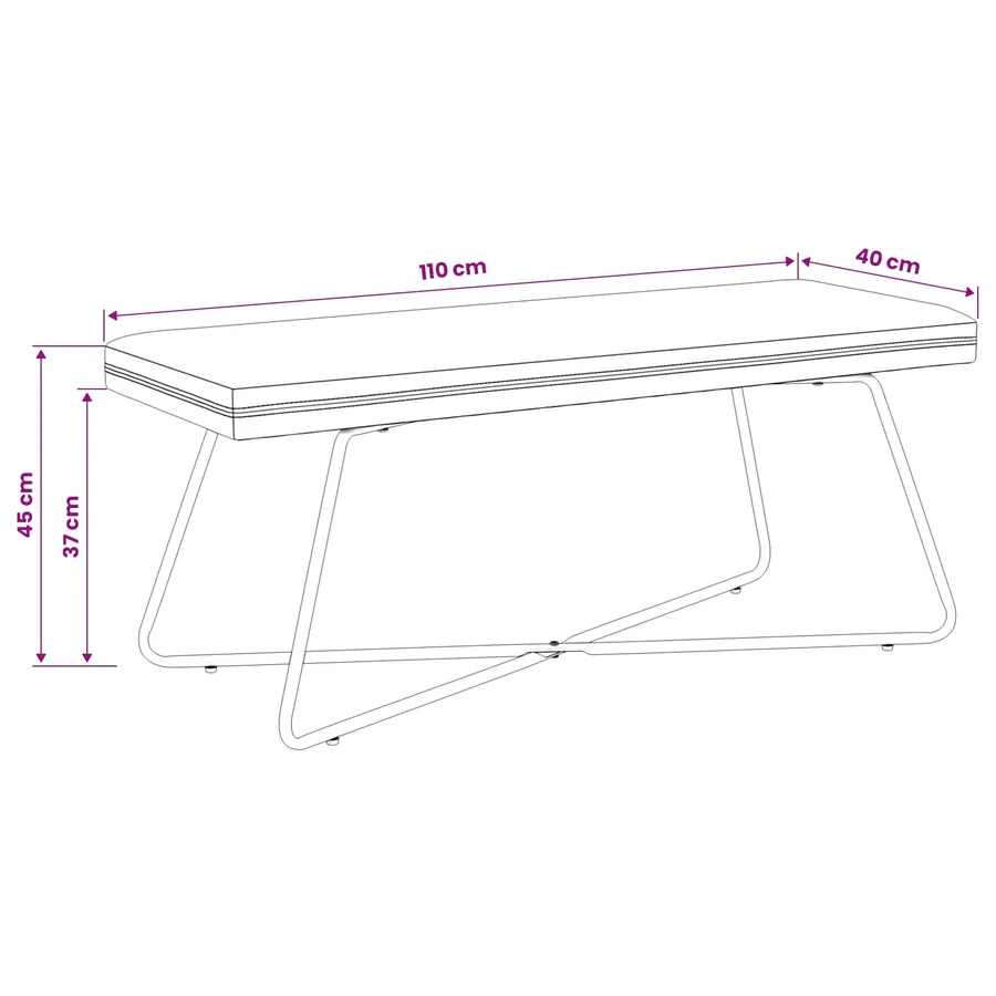 banc Crème 110 x 40 x 45 cm Velours - 9