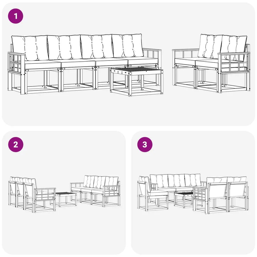 Ensemble de canapés d'extérieur 7 pcs Blanc et Beige - 7