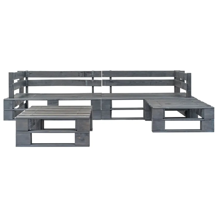 Salon palette de jardin 4 pcs avec coussins sable bois - 4