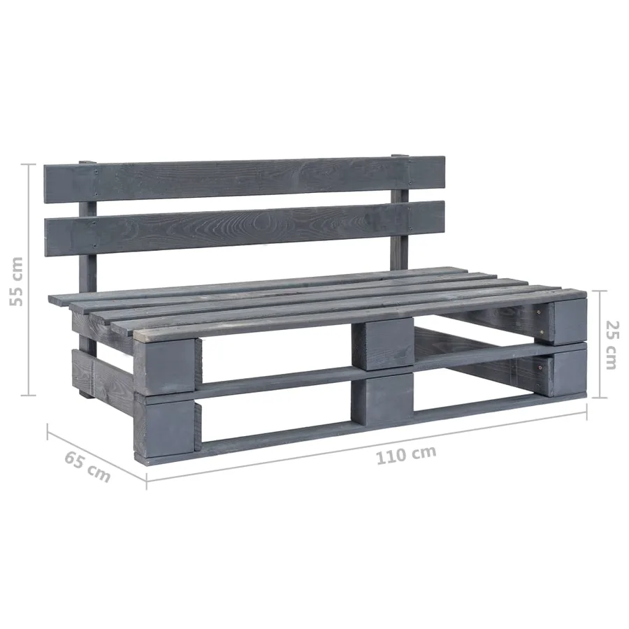 Canapé central palette de jardin Gris Bois de pin imprégné - 12