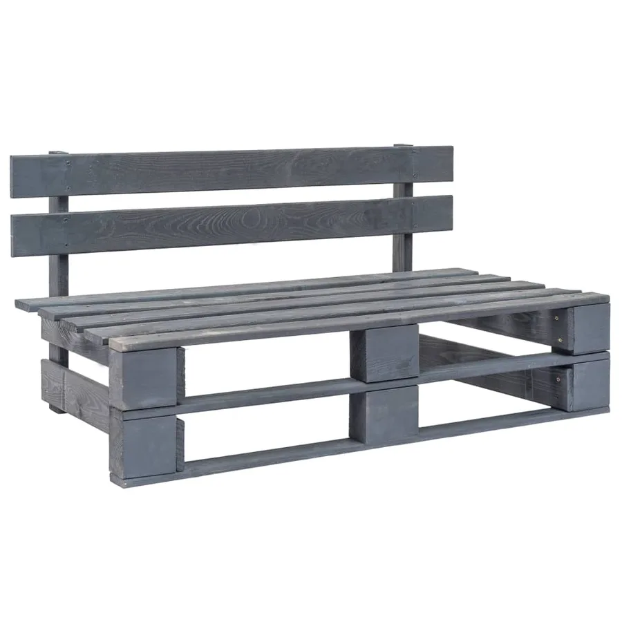 Canapé central palette de jardin Gris Bois de pin imprégné - 8