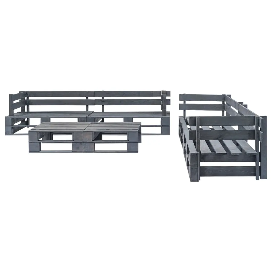 Salon palette de jardin 6 pcs avec coussins gris bois - 4