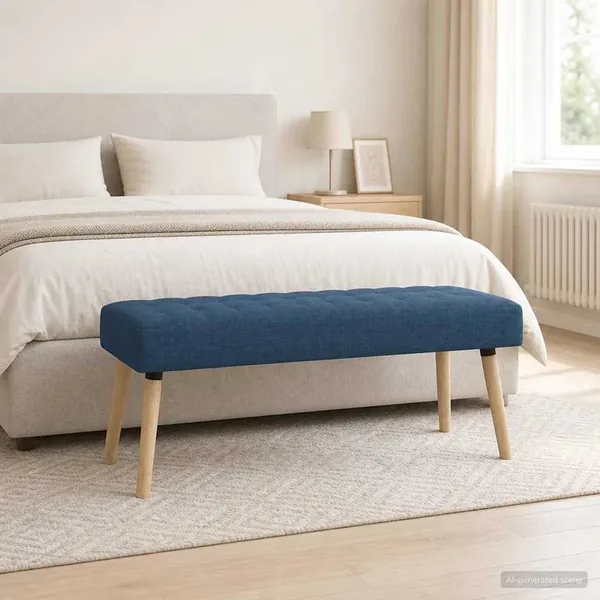 Banc capitonné canal Bleu 110 x 40 x 46 cm Tissu