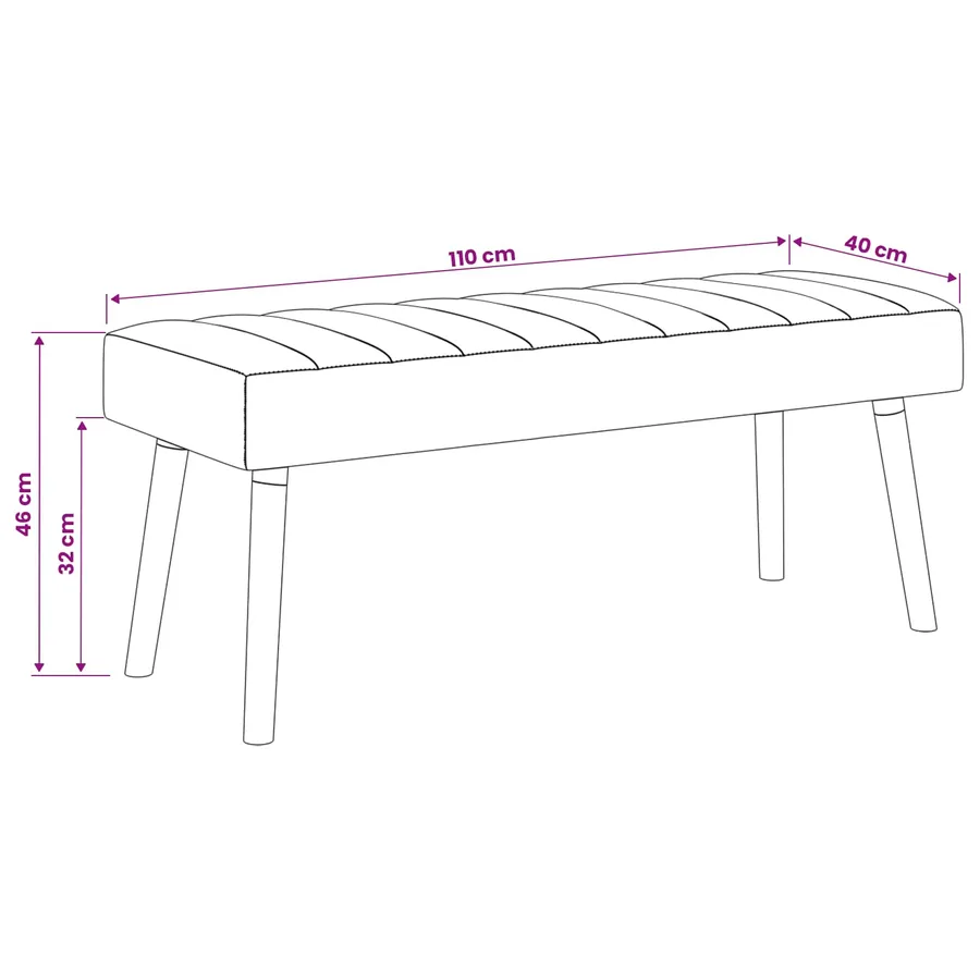 Banc capitonné canal Bleu 110 x 40 x 46 cm Tissu - 9