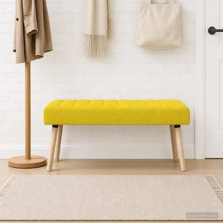Banc capitonné canal Jaune clair 110 x 40 x 46 cm Tissu - 3