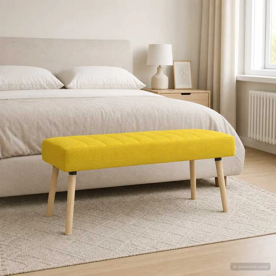 Banc capitonné canal Jaune clair 110 x 40 x 46 cm Tissu - 4